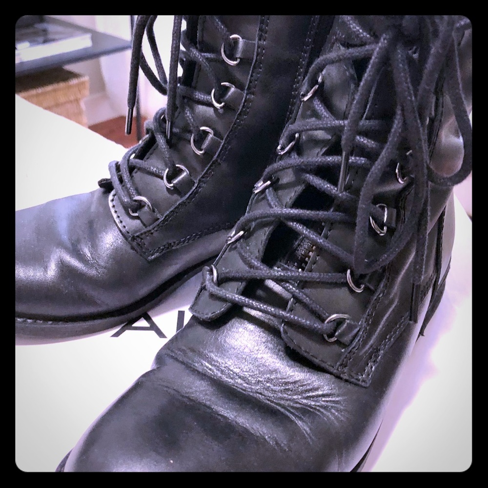 Aldo Black Leather Combat Boots size 6.5